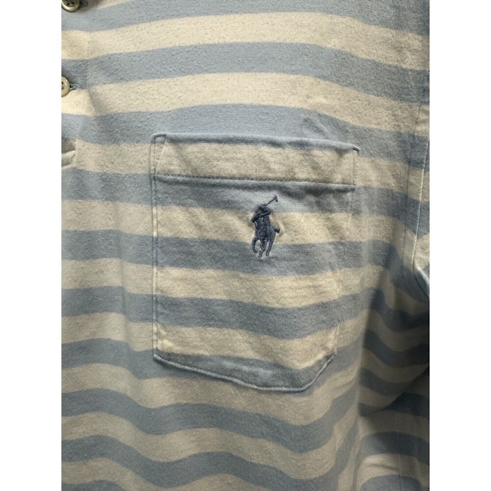 Polo Ralph Lauren Men’s Short Sleeve Polo Shirt Large Pocket Horse Blue White - Picture 4 of 6